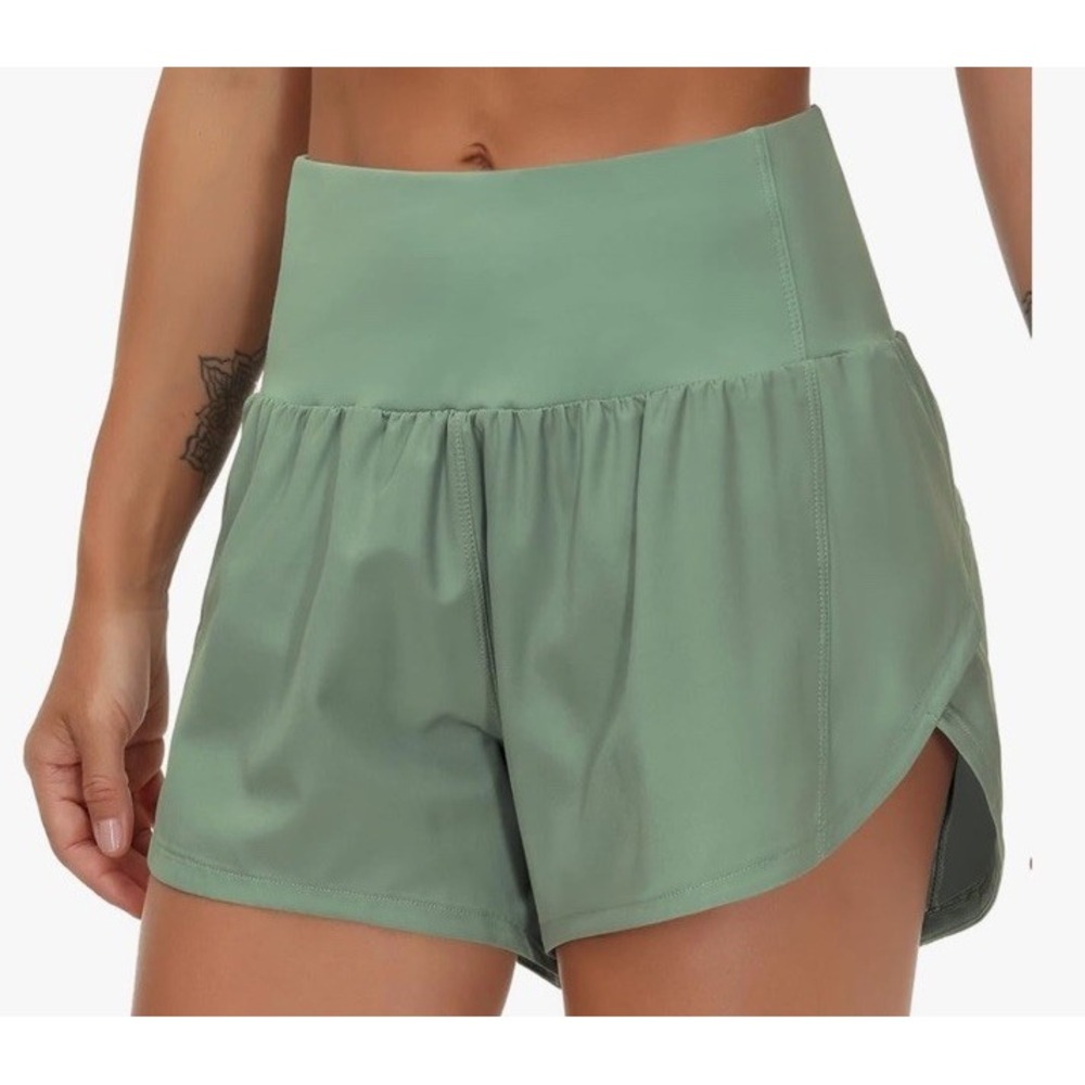 Womens High Waisted Running Shorts Quick Dry Athletic Workout Shorts Size M